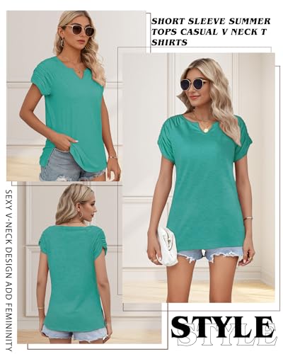Short Sleeve Shirts for Women, V Neck Summer Tops Loose Fit Casual Tops Trendy Summer Womens Summer Tops Cute Shirts2
