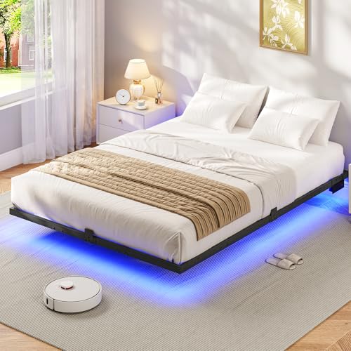 HOOBRO Floating Bed Frame Full Size, Full Bed Frame with Smart...