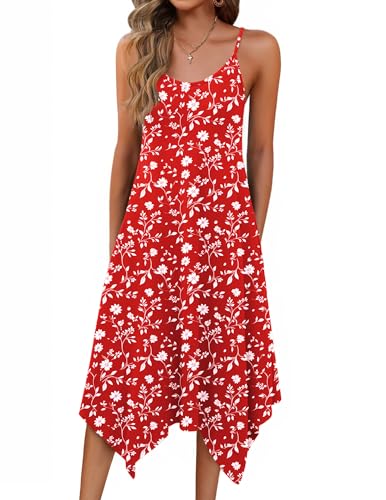 Image of Zeagoo Women Summer Midi Dresses 2026 Hawaiian Bohemian Beach Cover Up Sundress Spaghetti Strap Casual Dress with Pockets