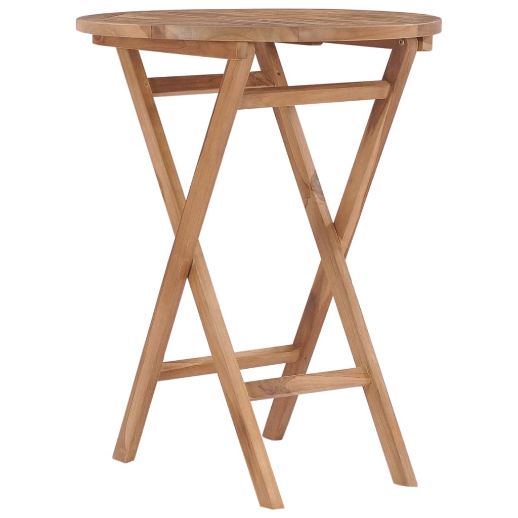 Tavolo da giardino pieghevole in legno di teak, 60 x 75 cm, resistente alle intemperie, per terrazza, balcone, veranda, tavolo da bistrot salvaspazio per giardino, campeggio, barbecue e