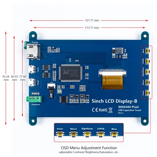 Hosyond 5 Inch Ips Lcd Touch Screen Display Panel 800×480 Capacitive Screen Hdmi Monitor For Raspberry Pi, Bb Black, Windows 10 8 7 #TOP7