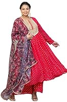 XL LOVE - By Janasya Women's Pink Georgette Foil Motif Printed Kurta with Palazzo and Dupatta(PSET815-KR-PP-7XL)