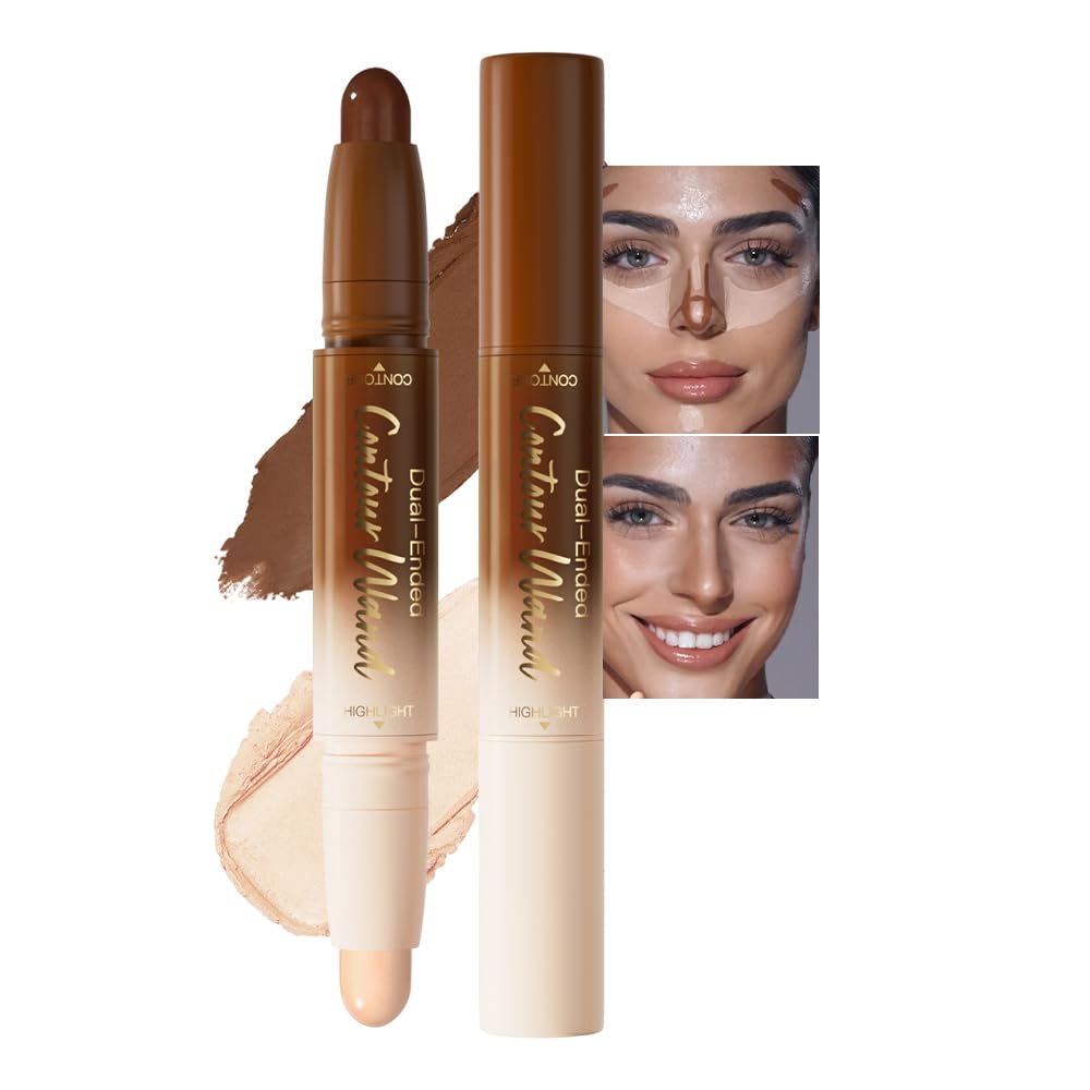 evpct Nude & Light Beige Cream Foundation Stick Face Body Makeup Dual Ended, no Transfer Waterproof 2 in 1 Cream Concealer Stick Contouring Makeup, Nose Contour Bronzer Sticks Face Highlighter Make up Contour A-02: Nude & Light Beige 1 Count (Pack of 1)