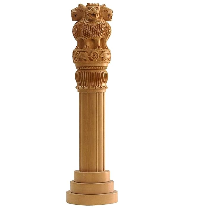 Buy kaka jiji handicraft 8 inches Large Wooden Ashoka Stambh Ashoka Pillar Indian National