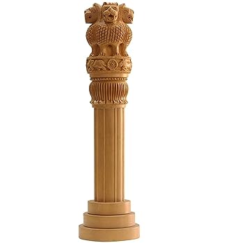 Craft Radhika Wooden 8 inch Ashoka Pillar Stambh for office/study table decoration I National Emblem for desk organizer