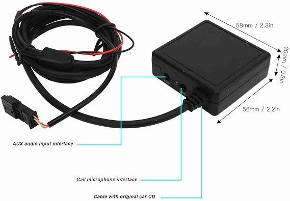 Aramox Bluetooth Car Kit, ABS Bluetooth Adapter AUX IN with Noise Reduction, 5.0 AptX, 12V Amplifier for E46 E39 E53 X5 BM54 Drivers