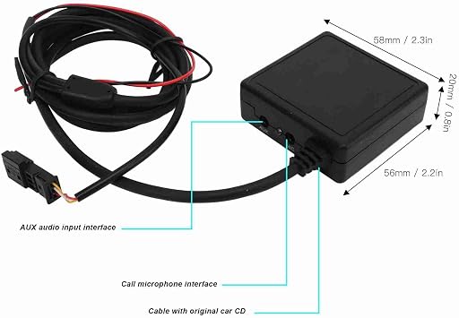 Aramox Bluetooth Car Kit, ABS Bluetooth Adapter AUX IN with Noise Reduction, 5.0 AptX, 12V Amplifier for E46 E39 E53 X5 BM54 Drivers