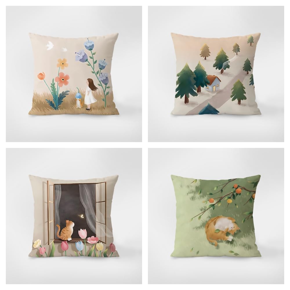 Housse de coussin vert et blanc en lin Kinde pour un canapé chic et respirant