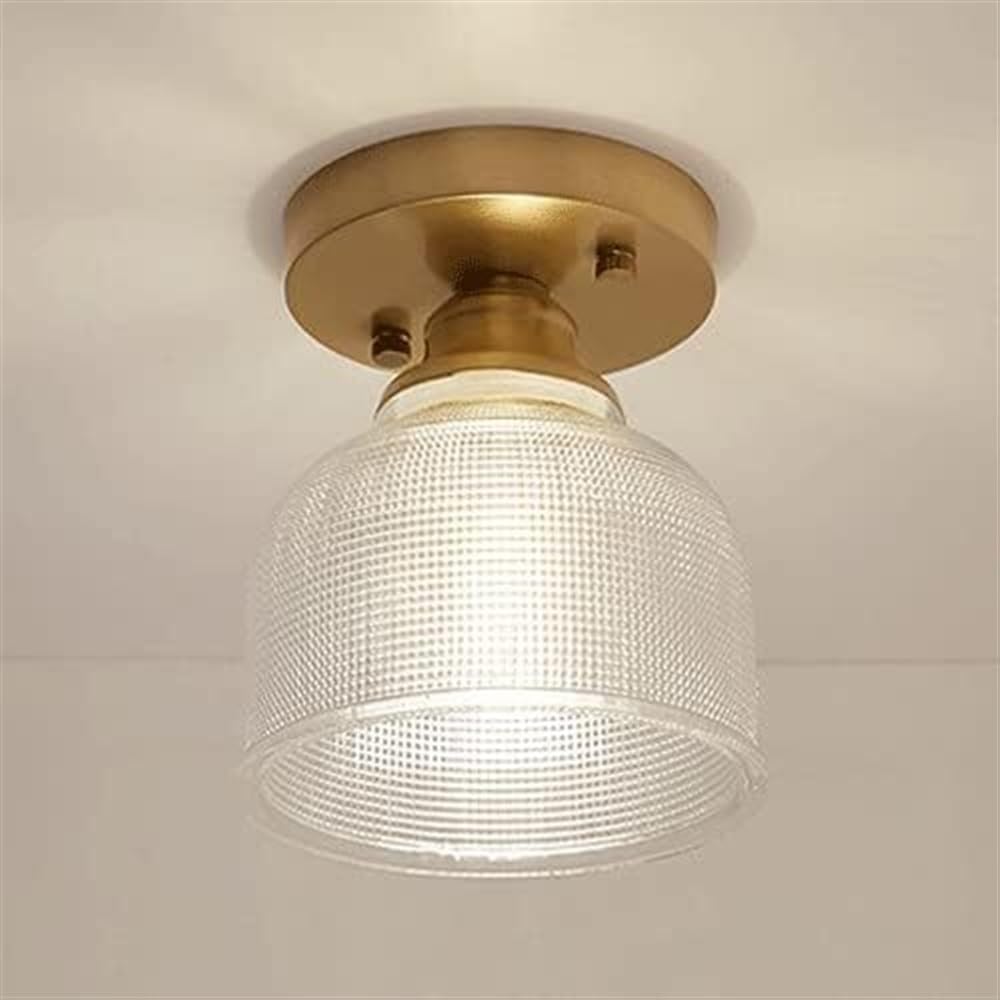 Modern Home Decoration Kitchen Ceiling Light Flush Mount Clear Ribbed Glass Hallway Ceiling Light Fixture for Living Room Dining Room Study Villa Bedroom Corridor Children's Room Hall(A)
