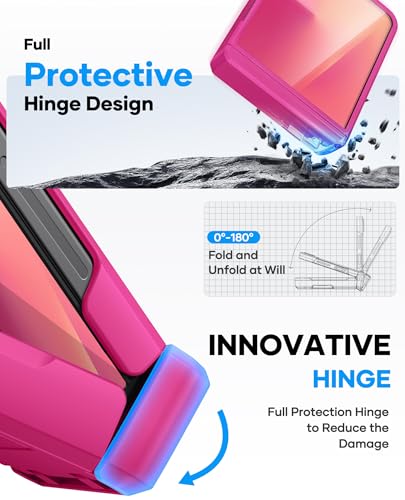 Image of ASAFCASE for Samsung Galaxy Z Flip 7 Case with Card Holder (3 Cards), Pink | Hinge Protection, Outer Screen Protector, Shockproof Rugged Phone Protective Cover Wallet Case for Samsung Galaxy Z Flip 7