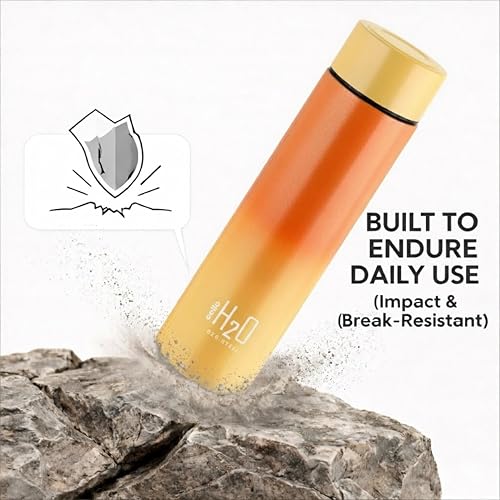 Image of CELLO H2O Luma Stainless Steel Water Bottle For Office Use 1000ml Orange Peach | Single Wall Freezer & Fridge Safe Lightweight & Stylish Leakproof Rustproof Steel Water Bottle For School Kids & Travel