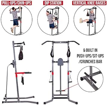 Body Champ VKR1987 5-in-1 Power Tower and Dip Station, Home Gym Equipment