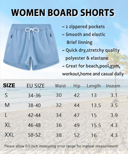 APTRO Damen Badeshorts Strandshorts Boardshorts Badehose Wassersport UV Schutz Sommer Sport Shorts Einfarbig Hellblau WS032 M 6