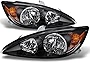 AKKON - For Toyota Camry LE SE XLE Black Bezel Headlights Front Lamps Replacement Left + Right Pair set