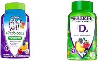 Vitafusion Fiber Well + Probiotics Gummies for Adults, 60 Count Vitamin D3 Gummy Vitamins,