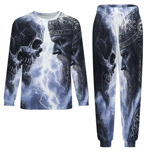 Vikingwarriors Men’s Pajama Set Long Sleeve Top And Pants Loungewear Sleepwear Pjs Nightwear3