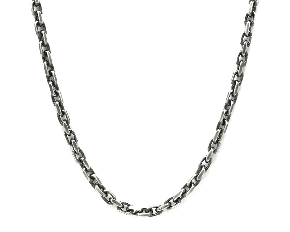 Men's Oxidised Silver Anchor Style Chunky Necklace Width 5mm