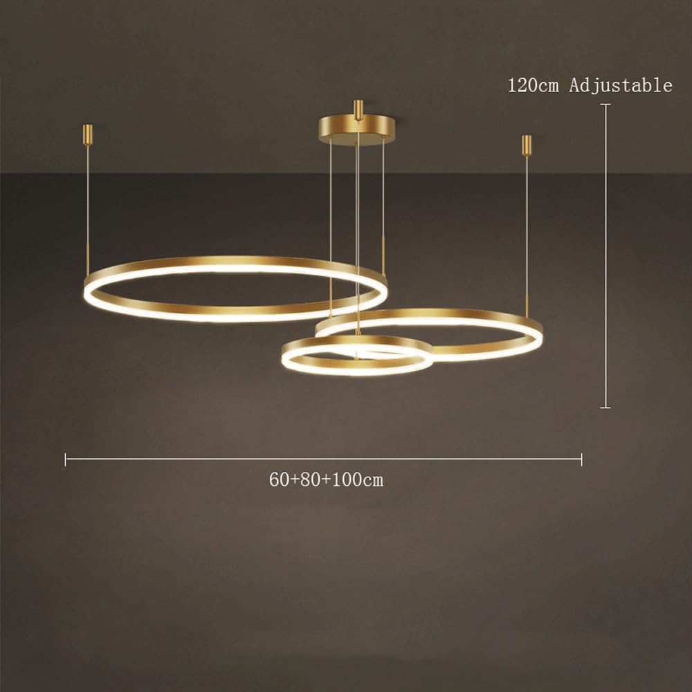 Mid-Century Chandelier LED Pendant Lighting Modern Dimmable Ceiling Lamp Flush Mount Acrylic Glossy Chandelier Lighting Fixture for Living Room Dining Room Bedroom Hanging Light,Ring