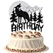 FmiyunEea Wolf Happy Birthday Cake Topper, Timberwolf Howl Moon Decor, Glitter, Jungle Animal Party Supplies (Wolf 1)