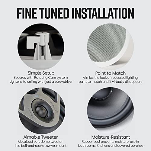 Image of Polk Audio MC80 2-Way in Ceiling Speaker, 8 inch (Single) | Dynamic Built-in Audio | Perfect for Humid Indoor /Enclosed Areas | Bathrooms, Kitchens, Patios | White