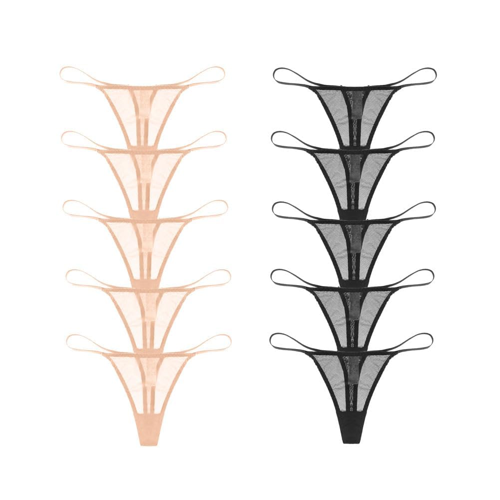 String Femme Simple G-String Léger T-Back Sexy Thongs String Femme Sexy Chic String Invisible Femme Lot Tanga pour Respirant Femme Plusieurs Pack sous-vêtement de Coton
