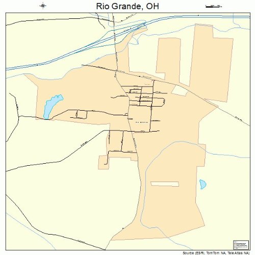 Large Street & Road Map of Rio Grande, Ohio OH Printed poster size