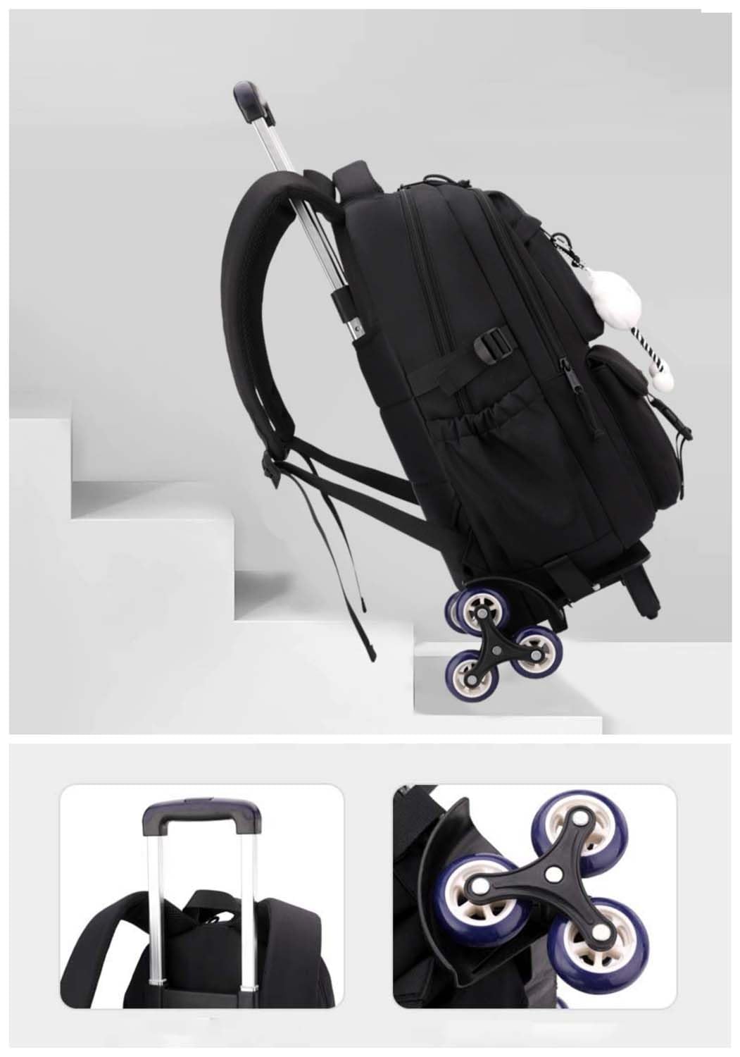Sac à Dos à Roulettes pour Filles,Sac D'école pour Adolescents avec Chariot Amovible, Sacs d'école primaire Sac à dos à roulettes pour collégiens et lycéens