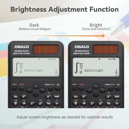 OSALO Scientific Calculator 252 Functions 2-line Written Display & Battery Solar Calculators for Secondary Students (OS-82ES-2) - Thumbnail 4