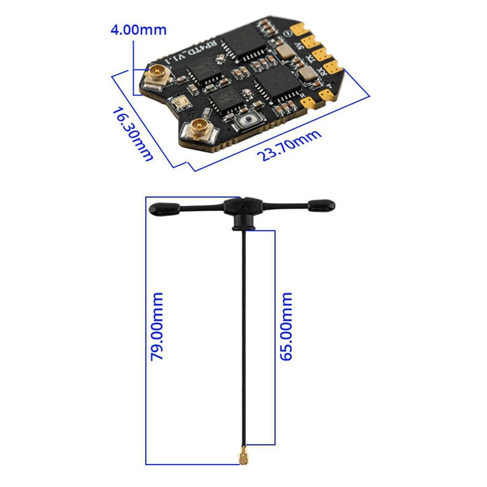 RP4TD ELRS 2,4 g odbiornik różnorodności FPV podwójna antena zdalna nawigacja odbiornik ze sztywnym skrzydłem odbiornik modelu UAV