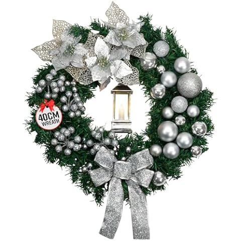 GloBrite 40cm Christmas Wreath with Lantern Cover