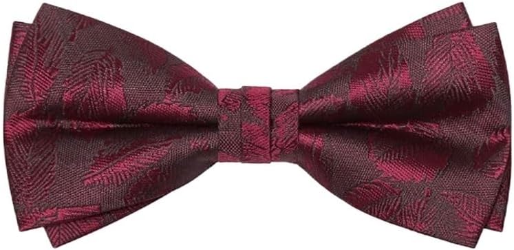 Men Patterned Bow Tie Groom Wedding Groomsman Wine Red Scarf