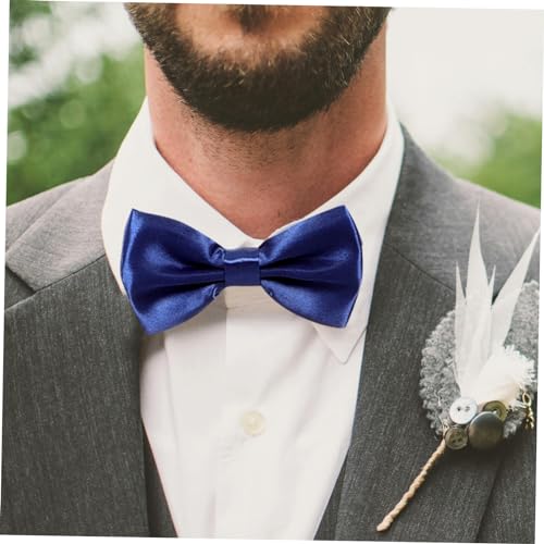 Juego de corbata moño, fajín y pañuelo azul para hombre miniatura 5