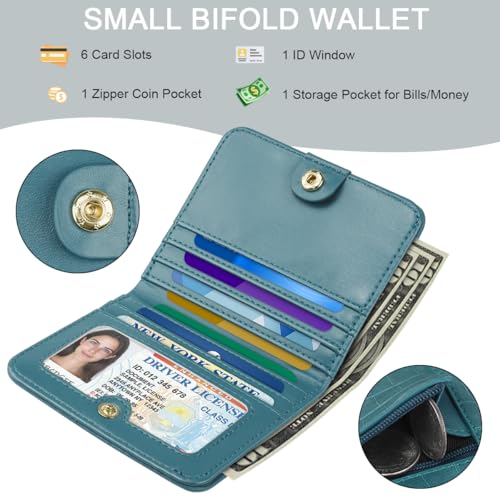 Image of Crocodile Wallets Women Small RFID Blocking Credit Card Holder | Luxury Alligator Faux Leather Thin Bifold Croc Womens Wallet Ladies Mini Purse with Coin Pocket, Blue