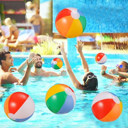 SCIONE 6 Stück Wasserball Aufblasbar 22cm Bunt Strandball Inflatable Beach Ball Klein Schwimmbad Pool Strand Spielzeug Ball für Kinder