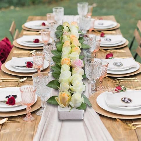 Miniatura 7 de TuKLUT 3 Pack White Porcelain Flower Vases Handmade, Ceramic Rectangular Floral Centerpieces for Dining Table, Home Décor, Wedding, Total Length 24