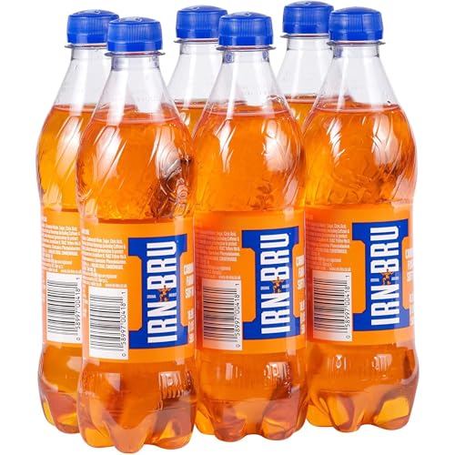 Image of IRN-BRU Original Scottish Sparkling Soda, Citrus Flavored Carbonated Drink - Sparkling Flavored Soft Drink, 32 Flavor Recipe, 16.9 fl oz Bottles, Pack of 6