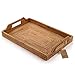 Produktbild Serviertablett Rechteckiges Tablett rutschfest Mit Griff, Rattan (Natürlich, 43x29x4.5cm)