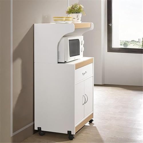 Miniatura 4 de Pemberly Row Carrito de cocina para microondas con cajón Utenstil y gabinete de almacenamiento en blanco