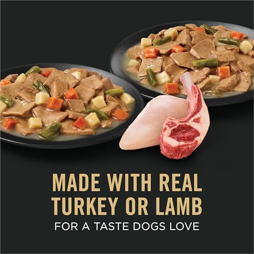 Image of Purina Pro Plan Complete Essentials Wet Dog Food Variety Pack, (12) 13 oz | Lamb & Vegetables and Turkey & Vegetables Entrees, high protein dog food in gravy, supports a healthy immune system