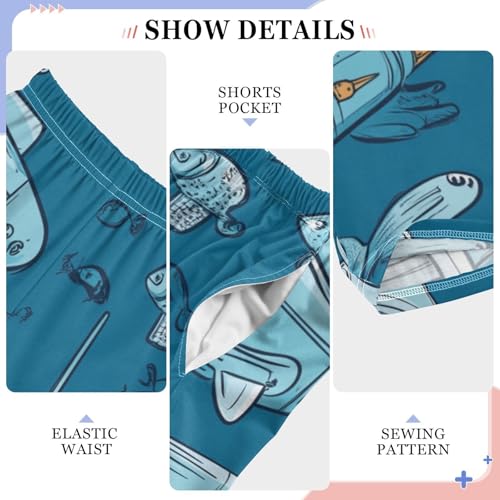 ZZXXB Marine Submarine Print Boys Long Pants Soft Trousers Elastic Waist Kids Lounge Bottoms with Pockets S-XL4