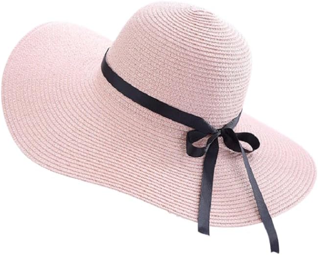 Women's Extra Wide Brim Straw Floppy Panama Sun Hat with Bow