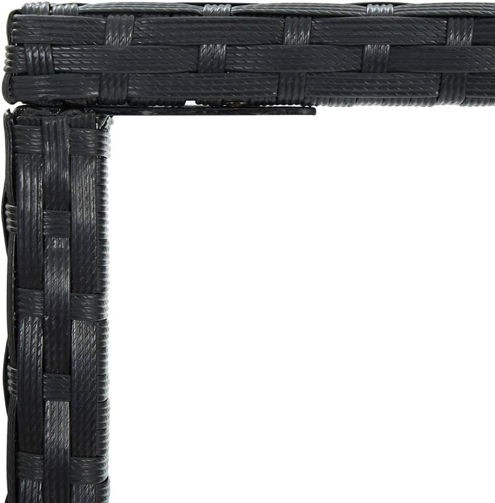 Outdoor Bar Table, 27.6 inch Square Pub Table with Tempered Glass Top, Weather-Resistant Poly Rattan High Top Table for Patio, Balcony, Garden, Backyard