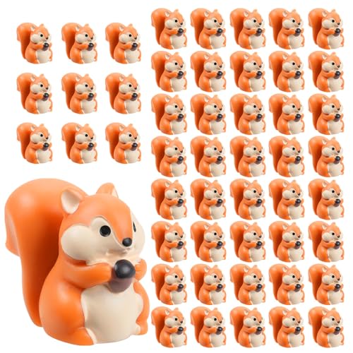 FCKLVMC 50 Pcs Mini Squirrel Figurines, 2.1 x 1.4cm Resin