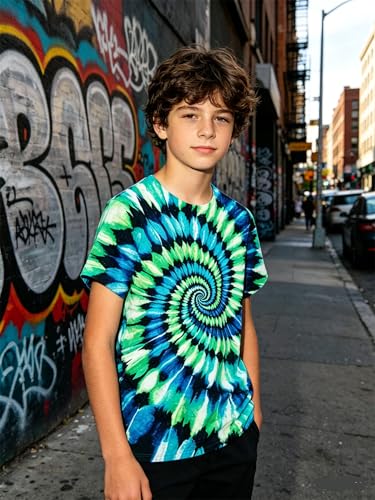 Image of Boys Tie Dye Shirt Size 4-14 Hippies Senior Rainbow Tees T Shirts for Kids | Tees T shirts for Kids