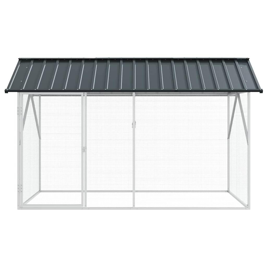 vidaXL Jaula para Aves Antracita 227 x 112 x 141 cm Acero Galvanizado, Refugio de Aves Moderno para jardín y terraza, Jaula Rectangular, hábitat Amplio, Zona Duradera