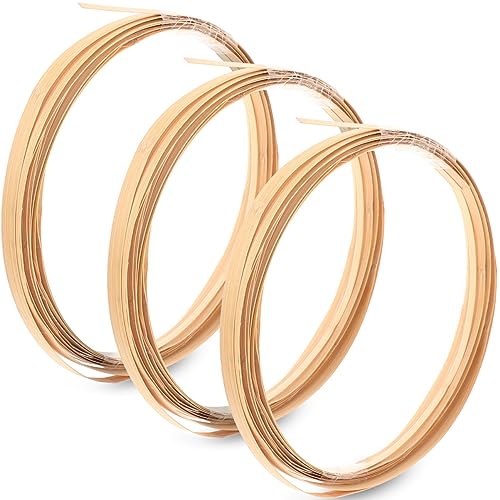 ARTIBETTER 3 Rolls Strips Decorative Materials Make Wicker Indoor Hand Cane Flat Reed Weaving Baskets Weave Webbing Strips Wide Strips Slats Khaki