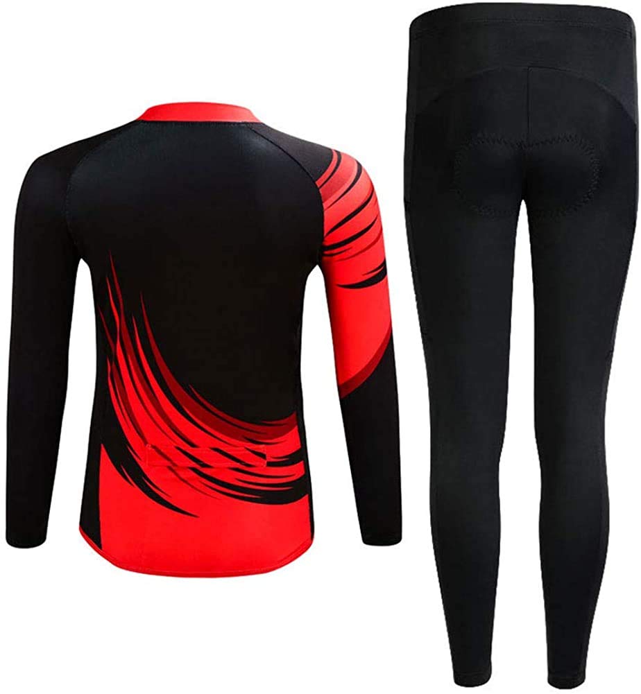 Traje De Ciclismo Niño Maillot De Ciclismo Niño (Bicicleta Camiseta Manga Larga + Pantalones Largos con Asiento Acolchado)
