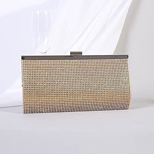 RajoNN Damen-Abendhandtaschen, Damen-Clutch, Strass-Tasche, Party-Kettentasche (Gold)