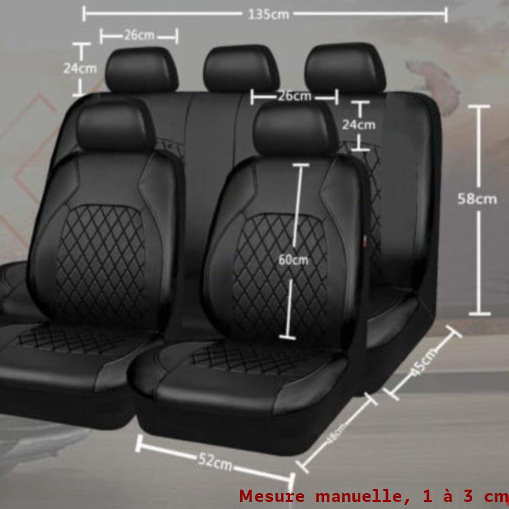 5 sièges Ensemble Complet Voiture Cuir siège Housses, pour Citroen C3 C2 C3 XR C4 Cactus C4 Picasso C5 C6 DS3 DS4 DS5 ImperméAble Respirant Nonslip Protection Housse Accessoire,B/Black Red