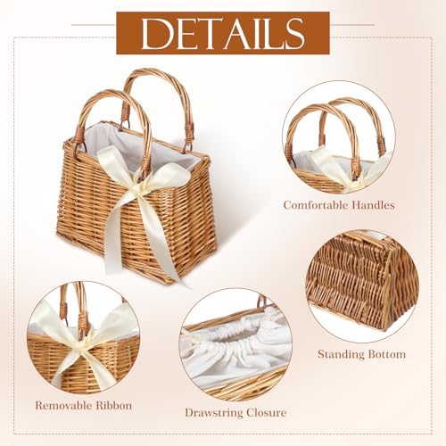 Bolso de cesta de mimbre para mujer ABOOFAN blanco miniatura 5